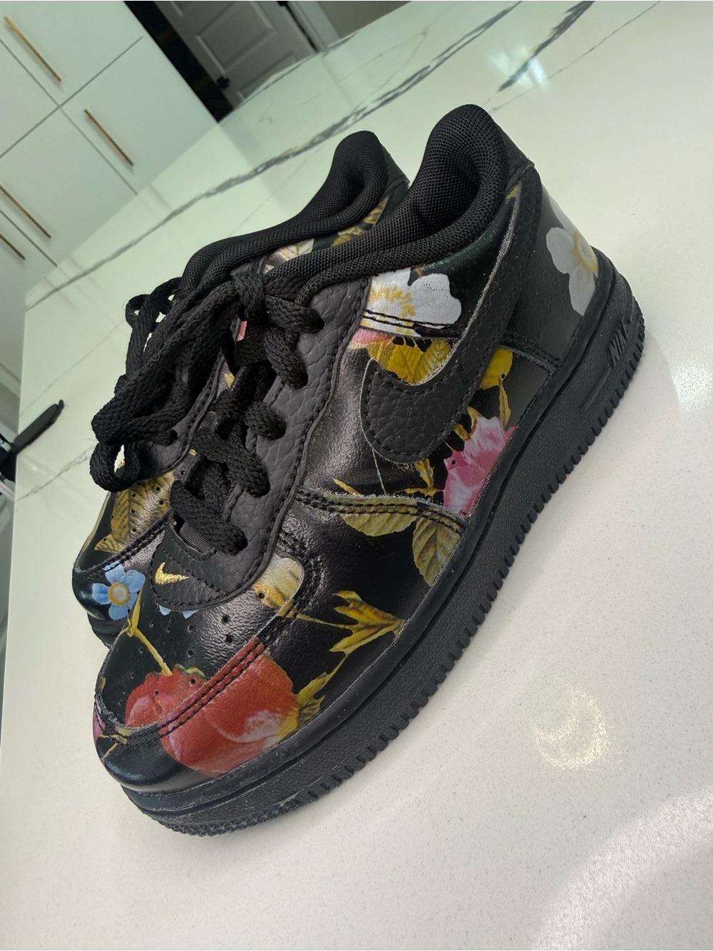 Nike Force 1 LXX PS Floral Black Gold Kids Size 10C AV2855-001 AF1 Low